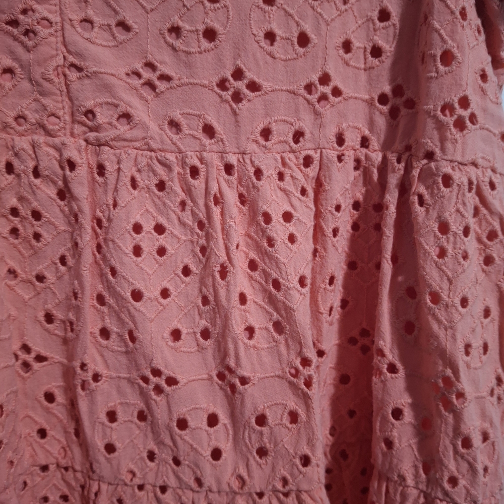 Anthropologie Maeve Pink/Coral Eyelet Dress Size L. - Picture 3 of 8